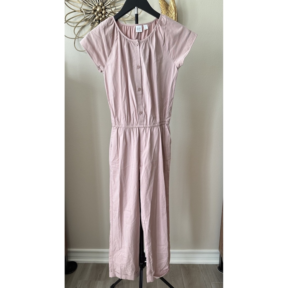 Gap Kids Pink Jumpsuit L Womens XS Small Cropped Wide Leg Button Front